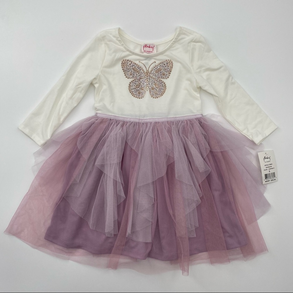 Pinky Girl’s Purple Butterfly Tutu Dress Boutique Size 8 NWT
